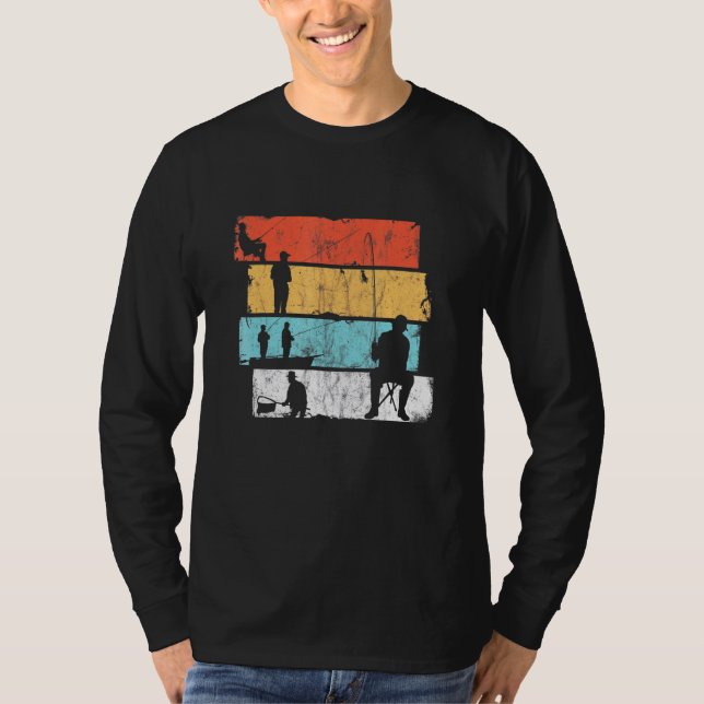 Retro Style Fishermen Fishing Rod Lucky Fishing Pa T-Shirt (Front)