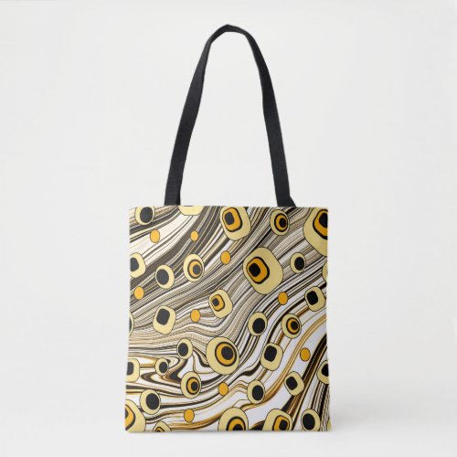 Retro Style Floating Groovy and Wavy Art Yellow   Tote Bag