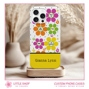 Retro Style Floral Flower Power Monogrammed iPhone 15 Case