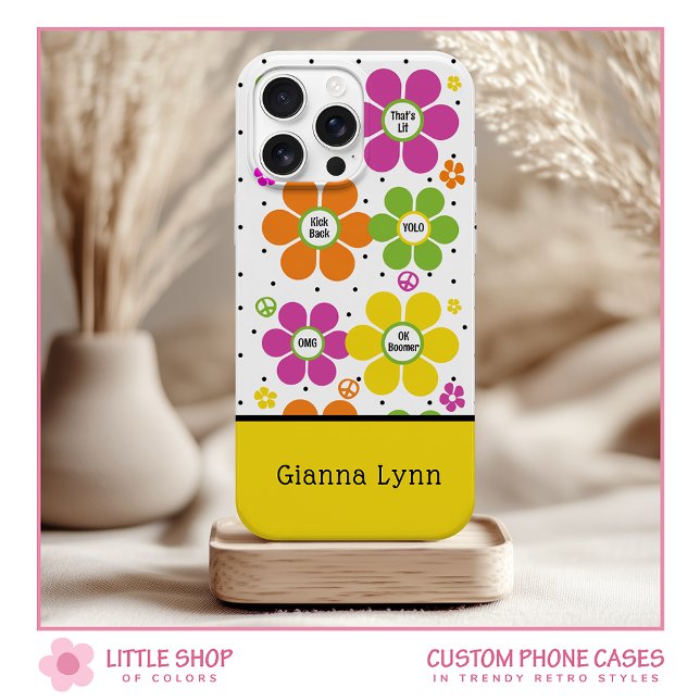 Retro Style Floral Flower Power Monogrammed Case-Mate iPhone Case (Creator Uploaded)
