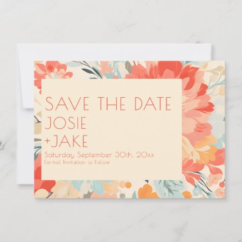 Retro style floral save the date
