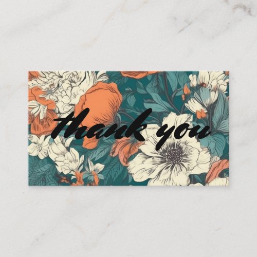 Retro style floral thank you enclosure card