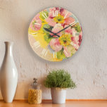Retro Style Floral Vintage Kitchen Large Clock<br><div class="desc">Elegant retro flowers from an antique postcard make a unique gardener's kitchen clock.</div>