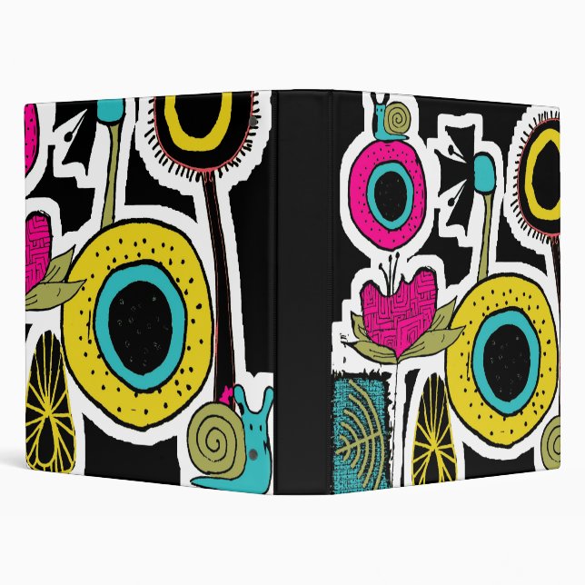 Retro Style Flower Power 3 Ring Binder (Background)