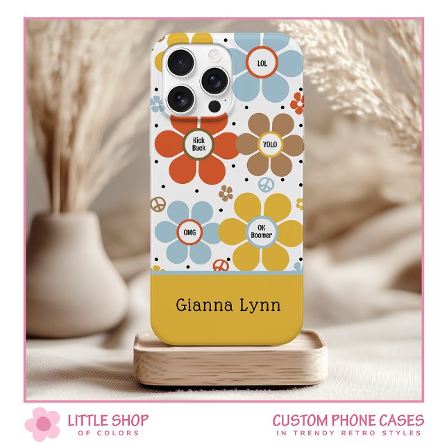 Retro-Style Flower Power Monogrammed Iphone Case (Creator Uploaded)