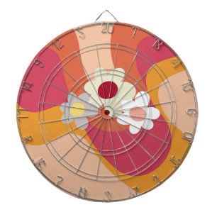 Retro style flowers and waves dart board