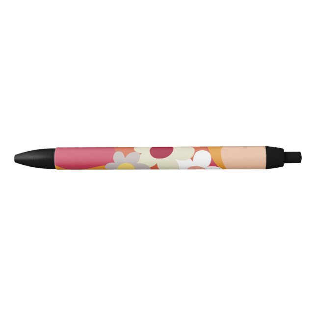 Retro style flowers and waves pen (Front)