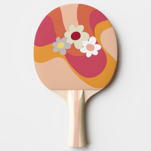 Retro style flowers and waves ping pong paddle