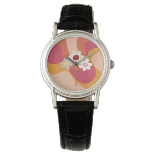 Retro style flowers and waves watch