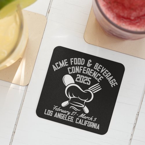 Retro_Style Food and Beverage Conference  Square Paper Coaster