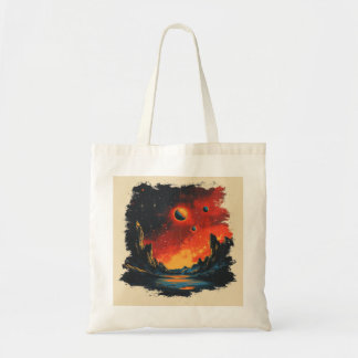 Retro-style galaxy tote bag