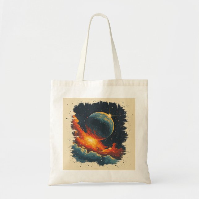 Retro-style galaxy tote bag (Front)