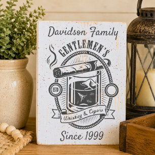 Retro Style Gentlemen's Whiskey and Cigars Wooden Box Sign