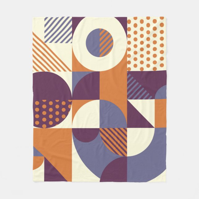 Retro Style Geometric Pattern Design Fleece Blanket (Front)