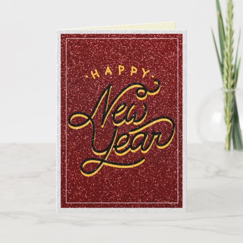 Retro Style Glitter New Year Card