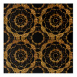 Retro Style Gold Flower Pattern Digital Art Tile