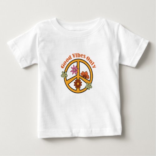 Retro style graphics with lettering floral element baby T_Shirt