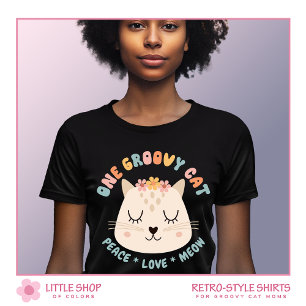 Retro Style Groovy Cat Personalized T-Shirt