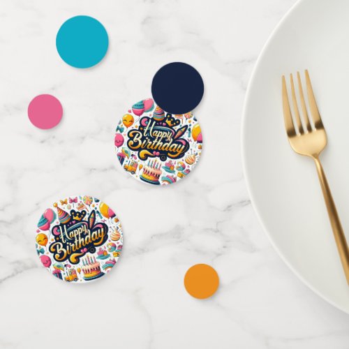 Retro Style Happy Birthday Celebration Confetti
