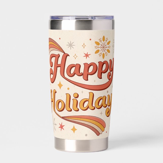 Retro-style Happy Holidays  Insulated Tumbler (Front)