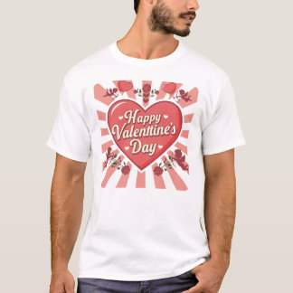 Retro style Happy Valentine's Day art graphic T-Shirt