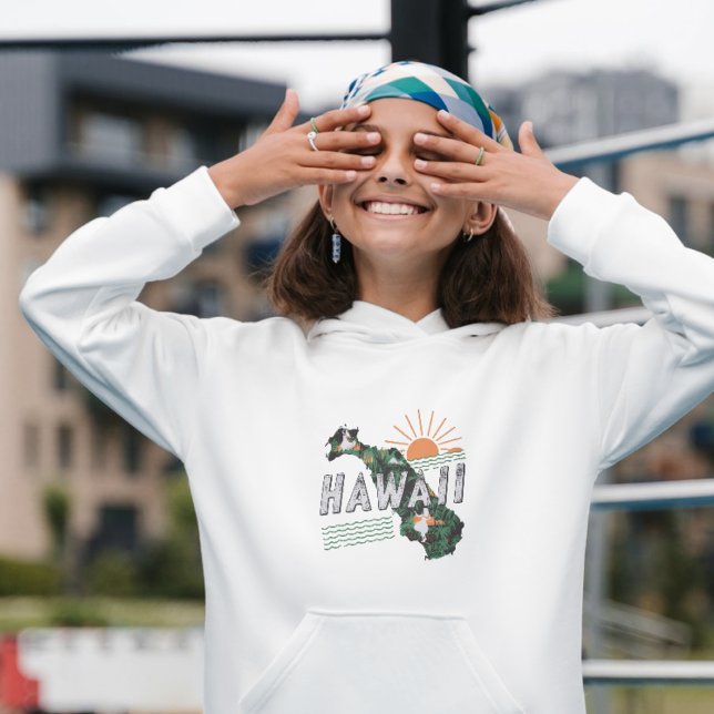 Retro Style Hawaii Silhouette Kids Hoodie (Creator Uploaded)