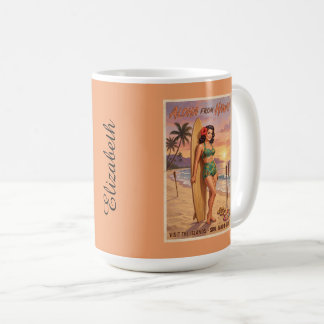 Retro Style Hawaiian Woman Pin Up | Personalize Coffee Mug