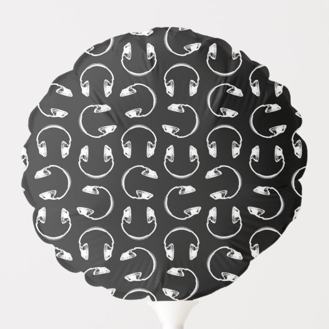 Retro Style Headphones Print Pattern MUsic Themed Balloon (Front)