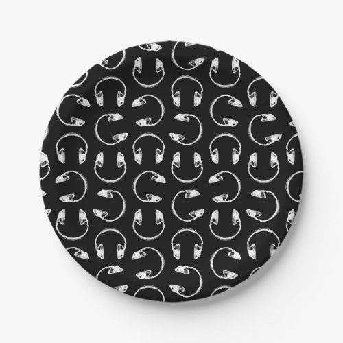 Retro Style Headphones Print Pattern MUsic Themed Paper Plates