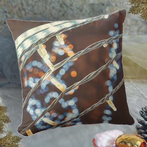 Retro style holiday lights throw pillow