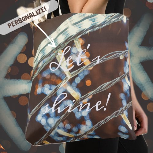 Retro style holiday lights  tote bag