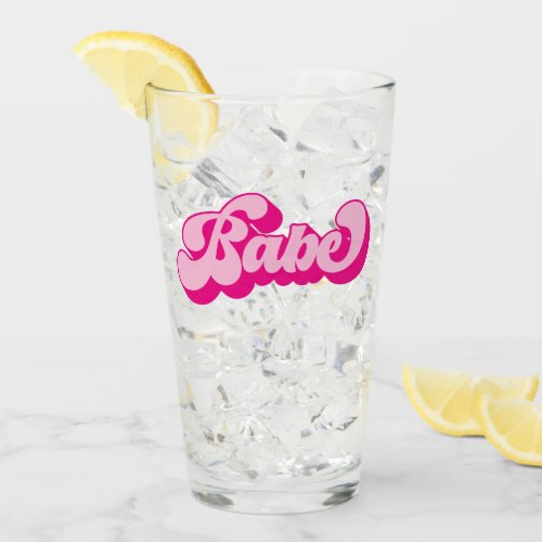 Retro Style Hot Pink Babe Bachelorette Party Glass