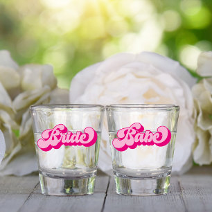 Retro Style Hot Pink Babe Bachelorette Party Shot Glass