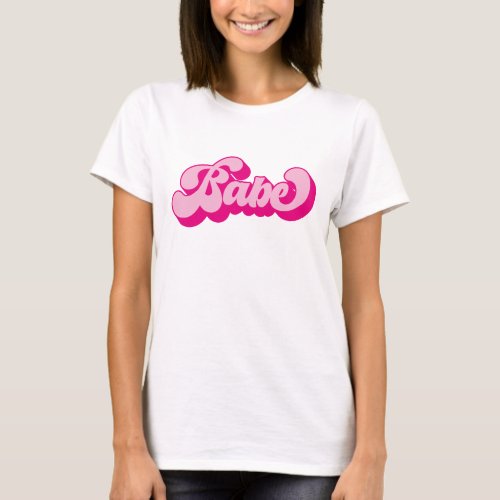 Retro Style Hot Pink Babe Bachelorette Party T_Shirt