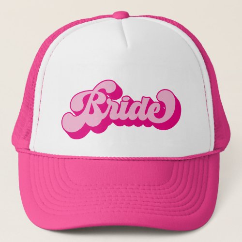 Retro Style Hot Pink Bride Bachelorette Party Trucker Hat