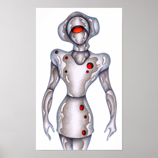 Retro-style humanoid robot. poster (Front)