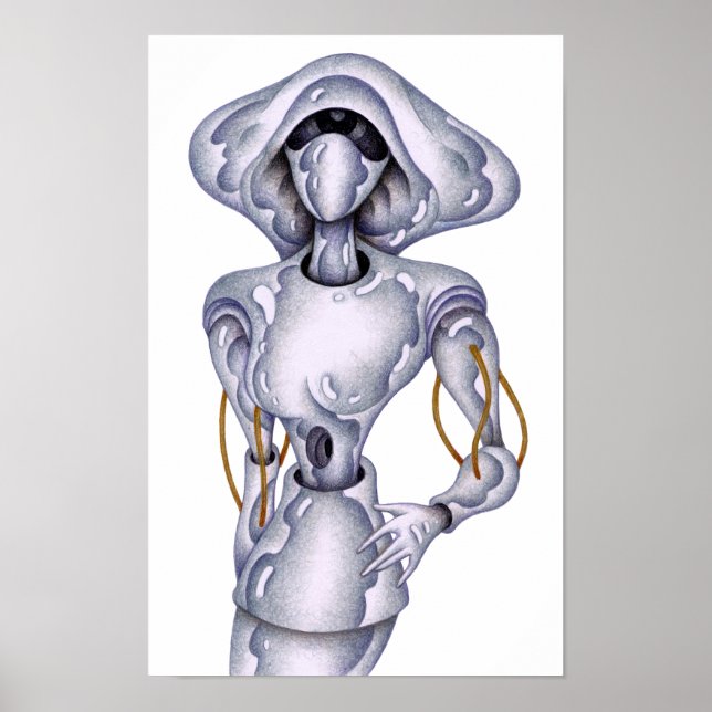 Retro-style humanoid robot. poster (Front)
