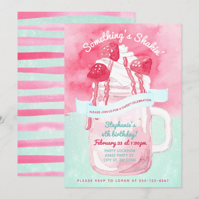 Retro Style Ice Cream Party, Birthday Invitation (Front/Back)