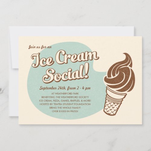 Retro Style Ice Cream Social Invitations