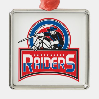 Retro style illustration of Cavalry Trooper on hor Metal Ornament