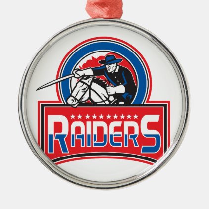 Retro style illustration of Cavalry Trooper on hor Metal Ornament