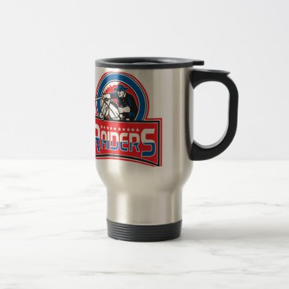 Retro style illustration of Cavalry Trooper on hor Travel Mug