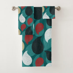 Retro Style in Attractive Swirl of Colors Bath Towel Set