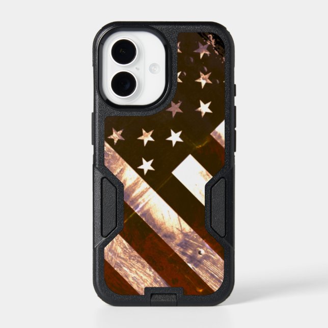 Retro Style Industrial Grunge American Flag Otterbox iPhone Case (Back)