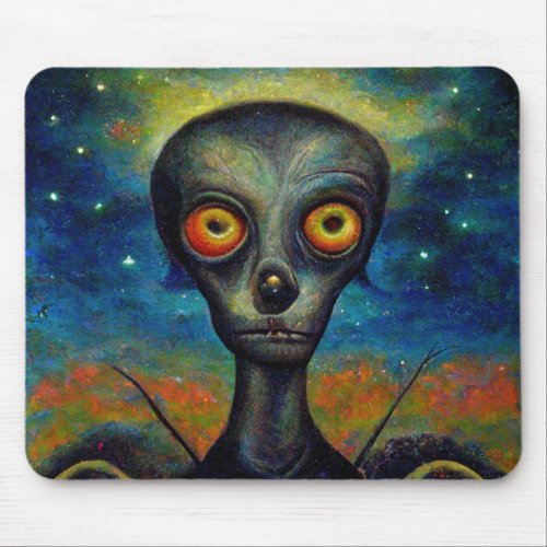 Retro Style Insectoid Alien Mouse Pad