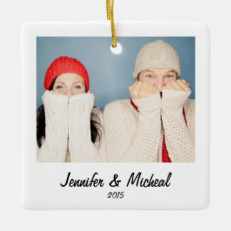 Retro Style Instant Photo Christmas Ceramic Ornament