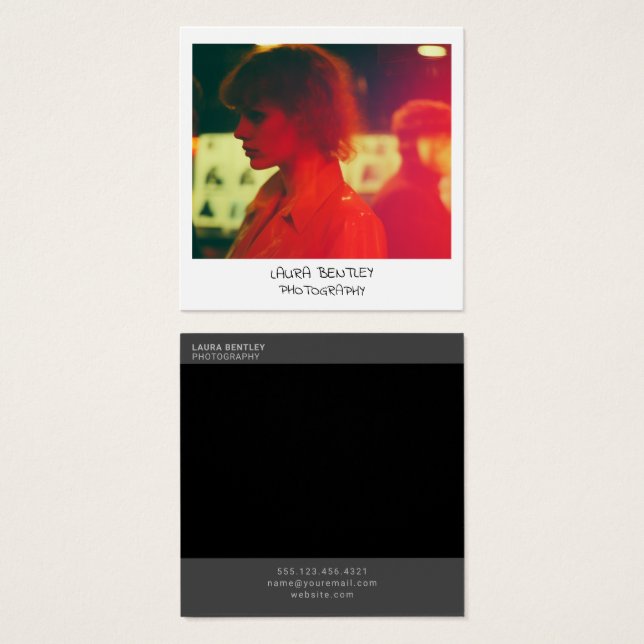 Retro style instant photo square business card (Front & Back)