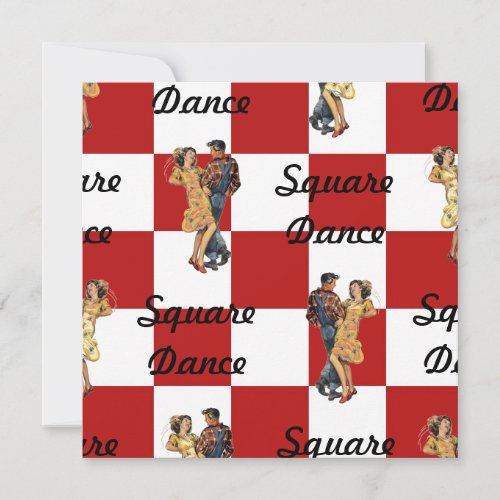 Retro Style Invitation Red White Checked Sq Dance