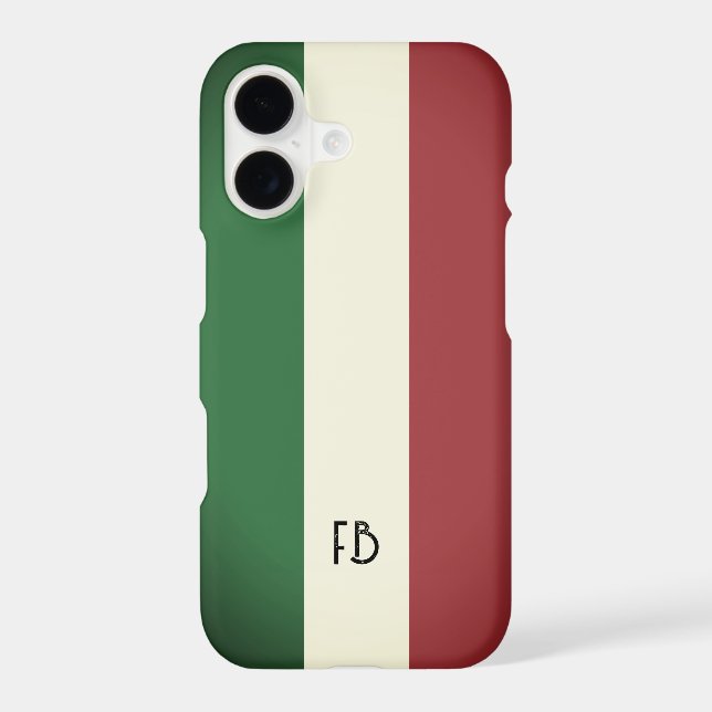 Retro style Italian flag of Italy custom monogram iPhone Case (Back)