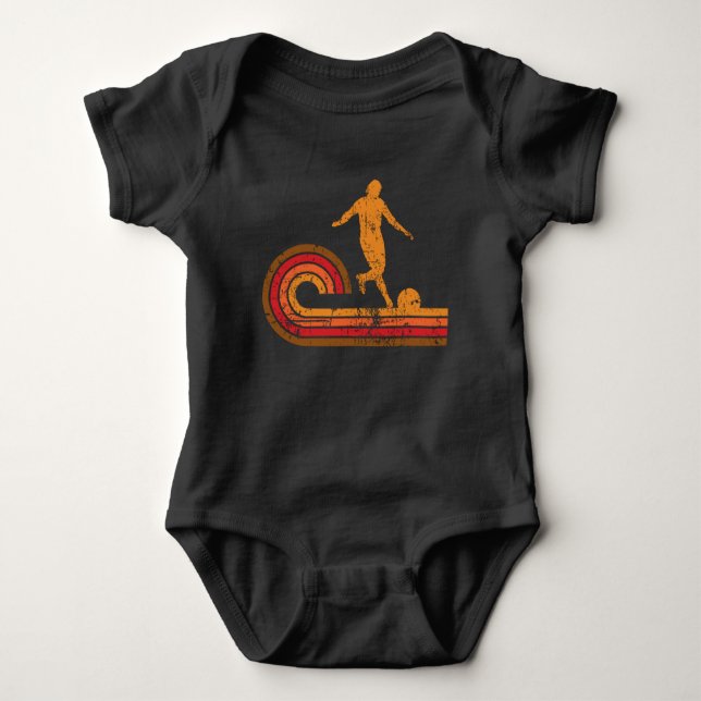 Retro Style Kickball Player Silhouette Kickball Baby Bodysuit (Front)